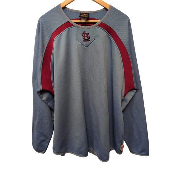 Majestic Cooperstown Collection Saint Louis Cardinals Warm-Up Shirt Jersey Blue - Picture 1 of 8